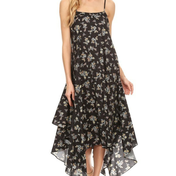 Strappy maxi Dresss with Handkerchief Hem Line - Picture 2 of 4